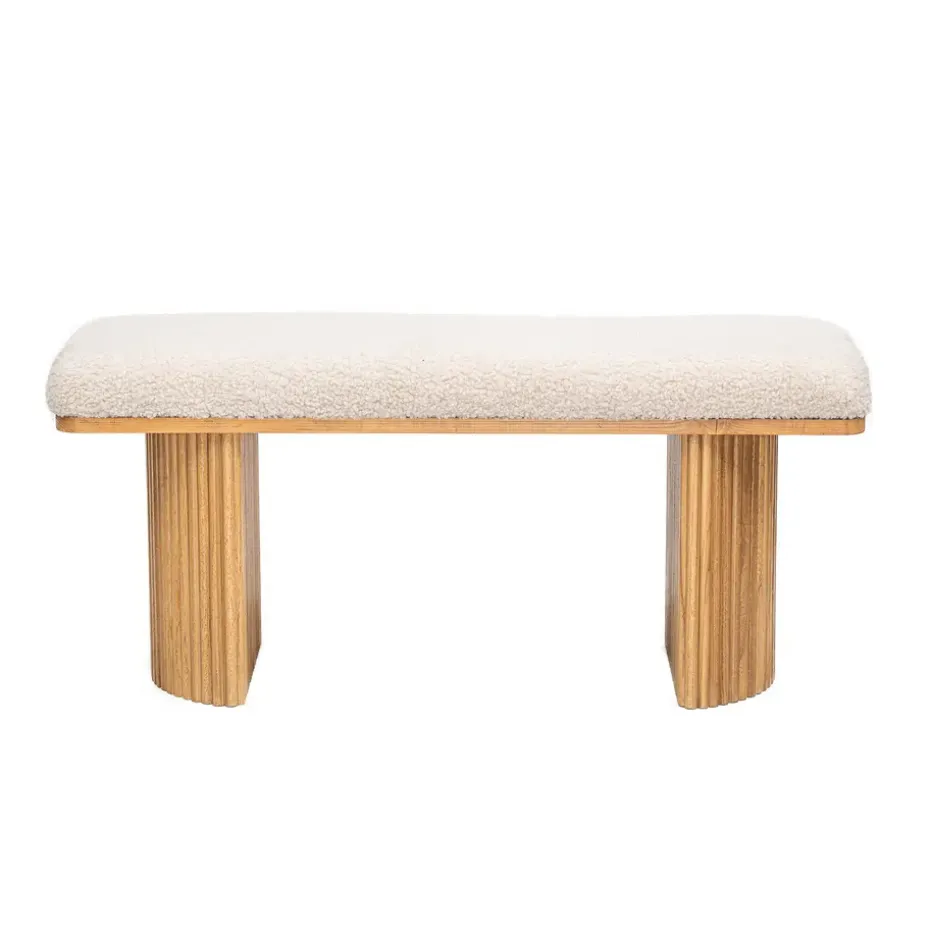Bank van massief hout en witte lussen