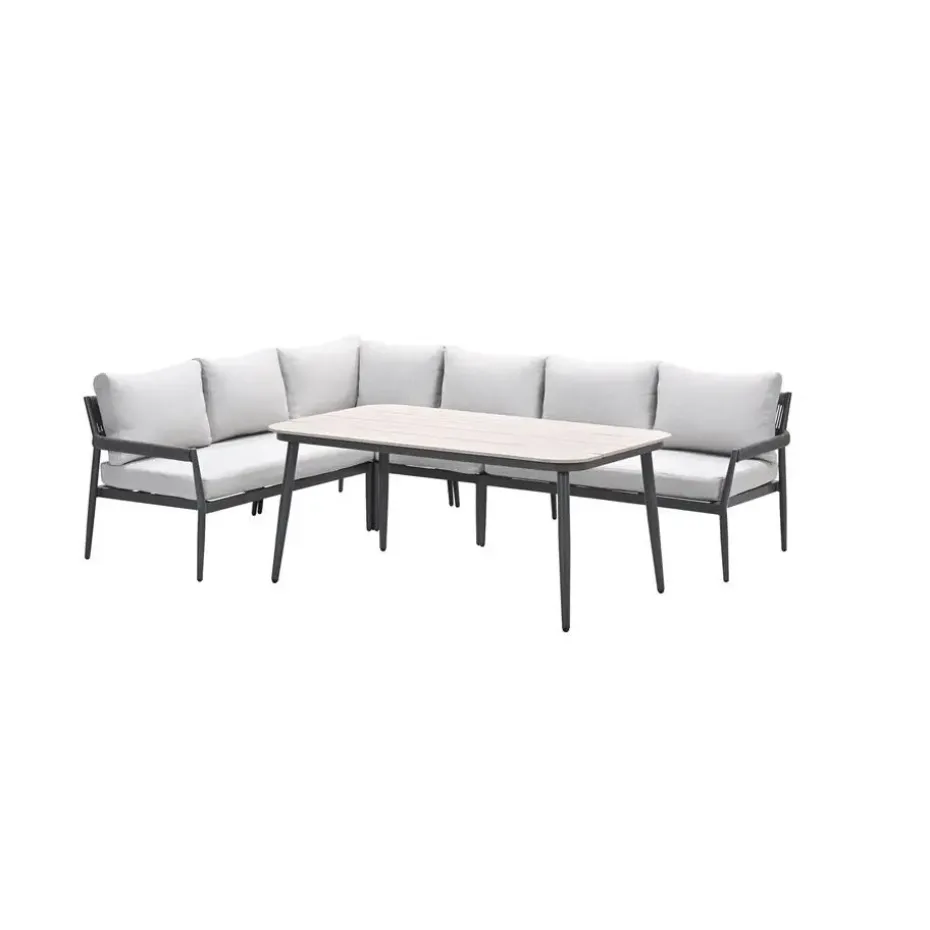 Barcelona lounge-diningset -5-dlg. - c. black -dark grey - valley sand