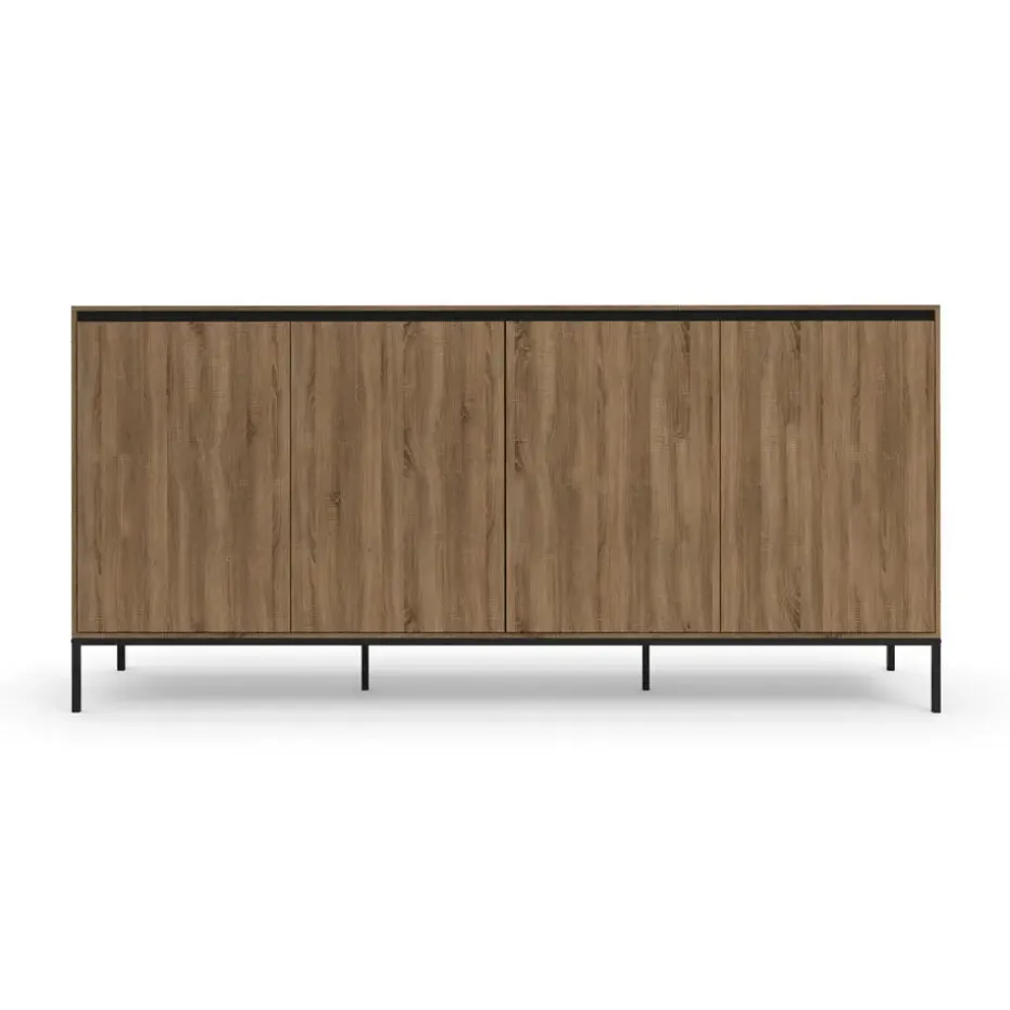 Bari - Dressoir met 4 deuren en eiken effect