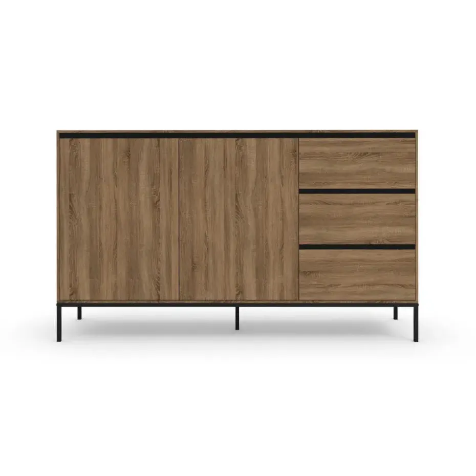 Bari - Dressoir met 2 deuren en 3 laden en eiken effect