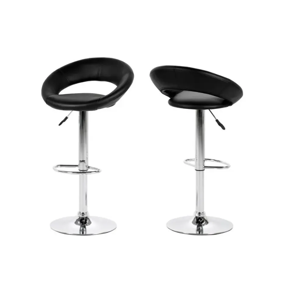 Barkruk - Zwart PU leer - Zithoogte 79cm - Trana - Set van 2