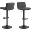 Barkruk Donkergrijs Stof - Zithoogte 68-89cm - Tregoss - Set van 2