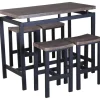 Barset Mesin 120x60 met 4 barkrukken - bruin/zwart