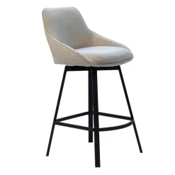 Barstoel Stof Beige - Zithoogte 65cm - 50x49x89cm - Roos - Set van 2