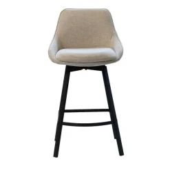 Barstoel Stof Beige - Zithoogte 65cm - 50x49x89cm - Roos - Set van 2