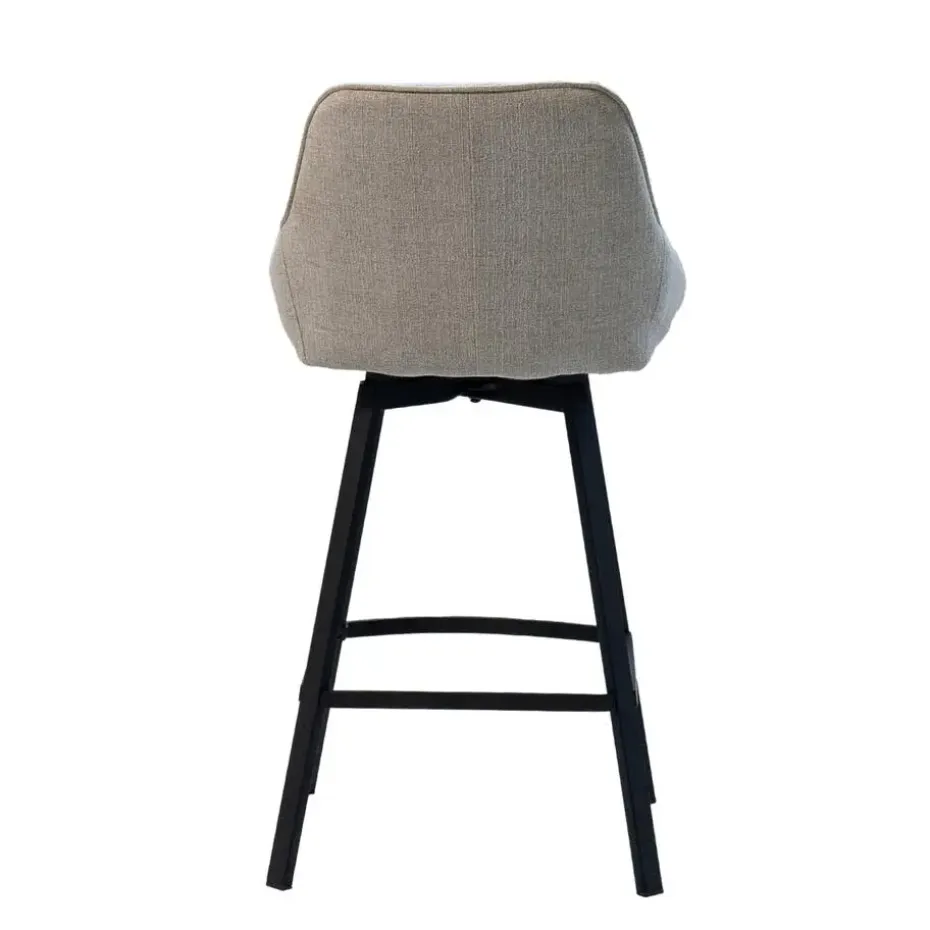 Barstoel Stof Beige - Zithoogte 65cm - 50x49x89cm - Roos - Set van 2