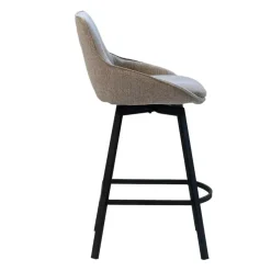 Barstoel Stof Taupe - Zithoogte 65cm - 50x49x89cm - Roos - Set van 2