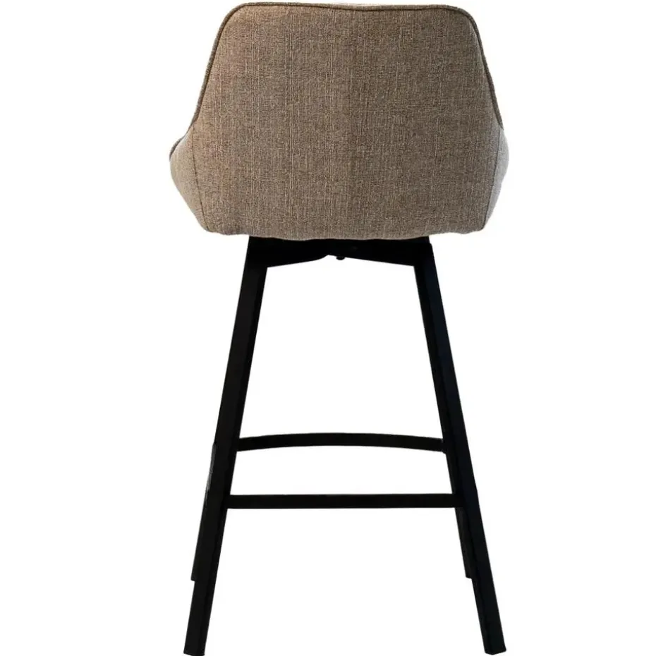 Barstoel Stof Taupe - Zithoogte 65cm - 50x49x89cm - Roos - Set van 2