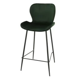 Barstoel Velvet Groen - Zithoogte 67cm - Zwart Onderstel