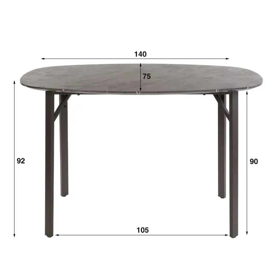 Bartafel Keramieklook - 140x75x92cm - Deens Ovaal