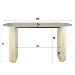Bartafel Ovaal - Keramiek Travertin - 178x70x92cm - Romano