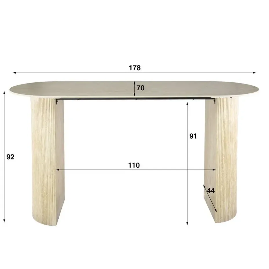 Bartafel Ovaal - Keramiek Travertin - 178x70x92cm - Romano