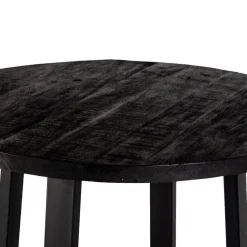 Bartafel Rond - Zwart Mangohout - 110x110x90cm - Lowie
