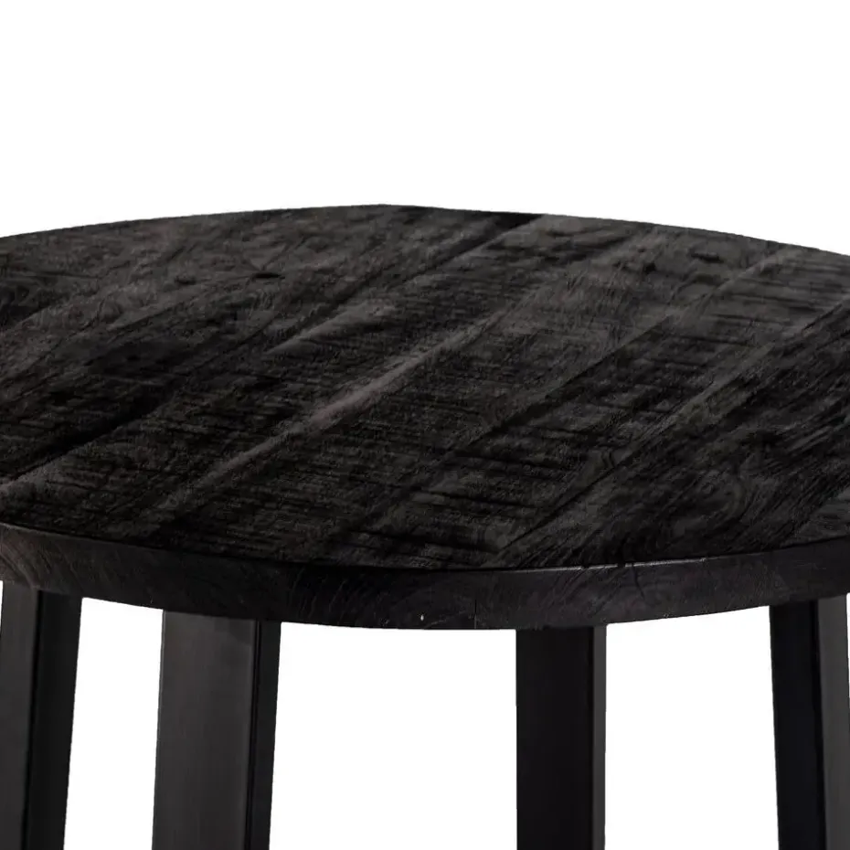 Bartafel Rond - Zwart Mangohout - 110x110x90cm - Lowie