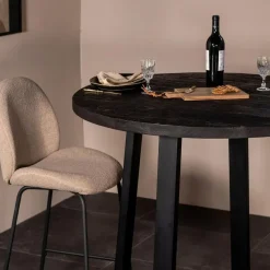 Bartafel Rond - Zwart Mangohout - 110x110x90cm - Lowie