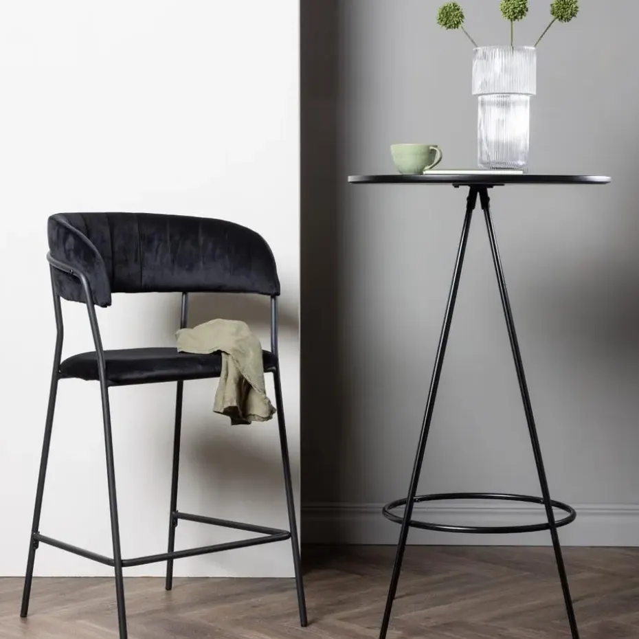 Bartafel Zwart Hout - 60x60x105cm - Bistro