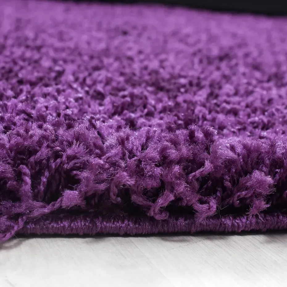 Basic Rond Shaggy vloerkleed Paars Hoogpolig - 200 CM ROND
