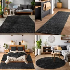Basic Shaggy vloerkleed Antraciet Hoogpolig - 160x230 CM