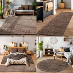 Basic Shaggy vloerkleed Taupe Hoogpolig - 120x170 CM