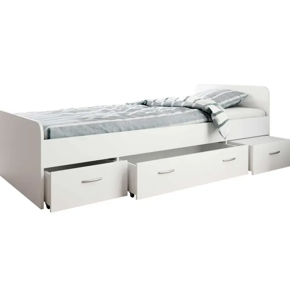 Bed Barko 90x200 met 3 lades - wit