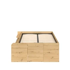 Bed Bremen met opslag - eiken/zwart - 140x200 cm