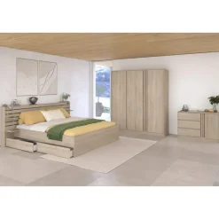 Bed Evi - eikenkleur - 180x200 cm