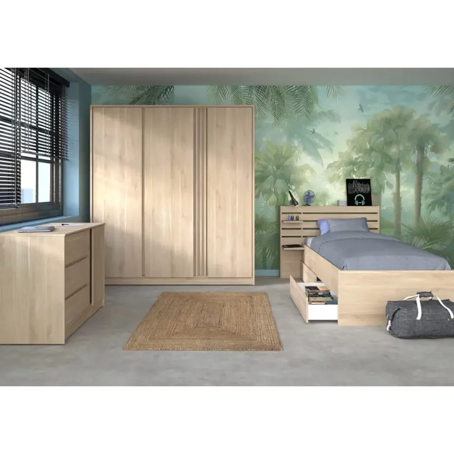 Bed Evi - eikenkleur - 90x200 cm