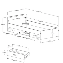 Bed Natan incl. lades - wit - 90x200 cm