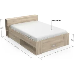 Bed Polly 140 x 200 cm-Kronberg eik