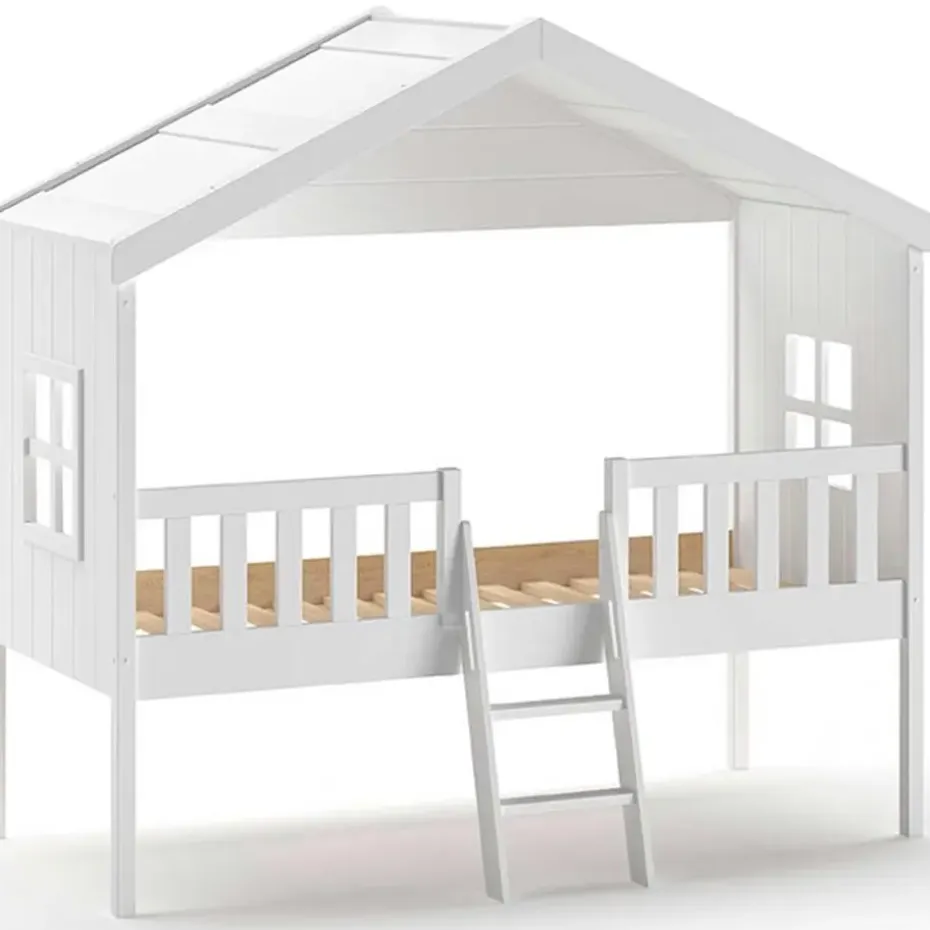Bedhuisje Senna met ladder 90x200 cm - wit