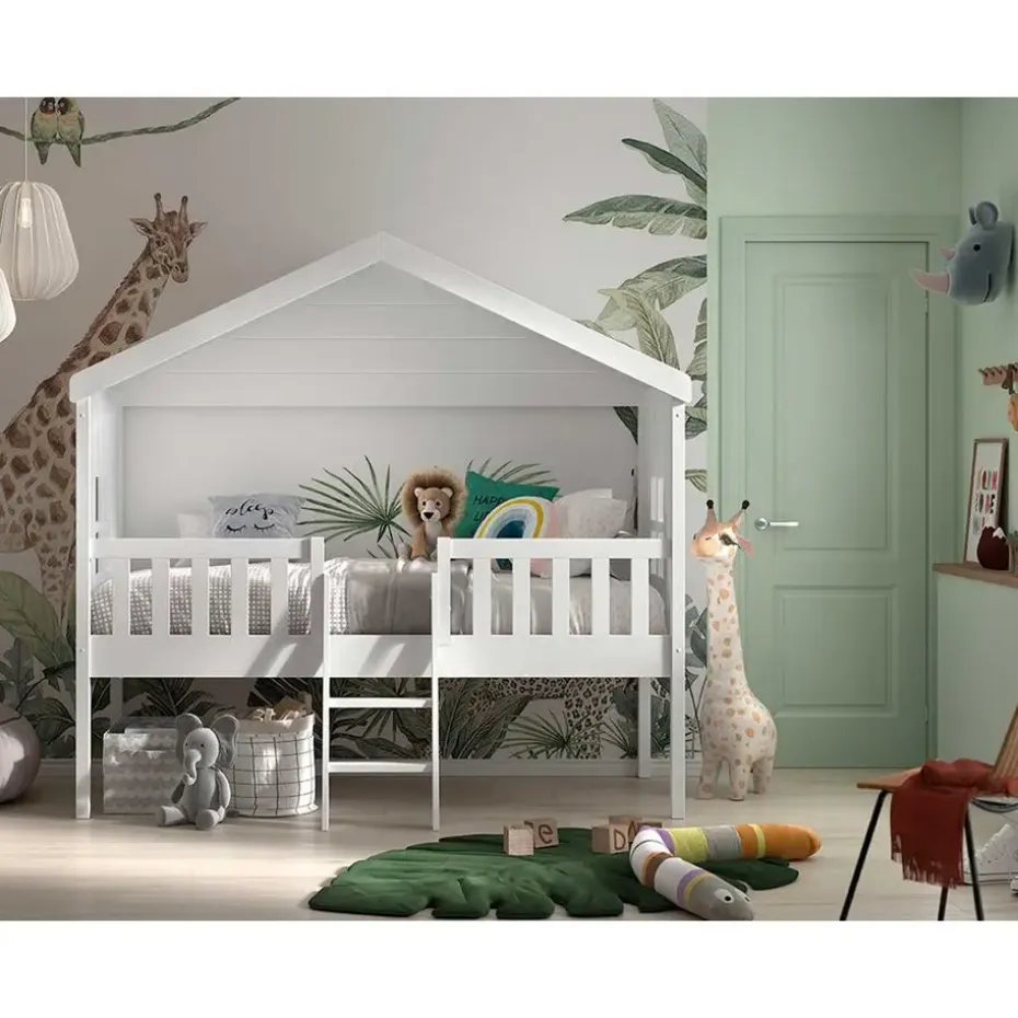 Bedhuisje Senna met ladder 90x200 cm - wit
