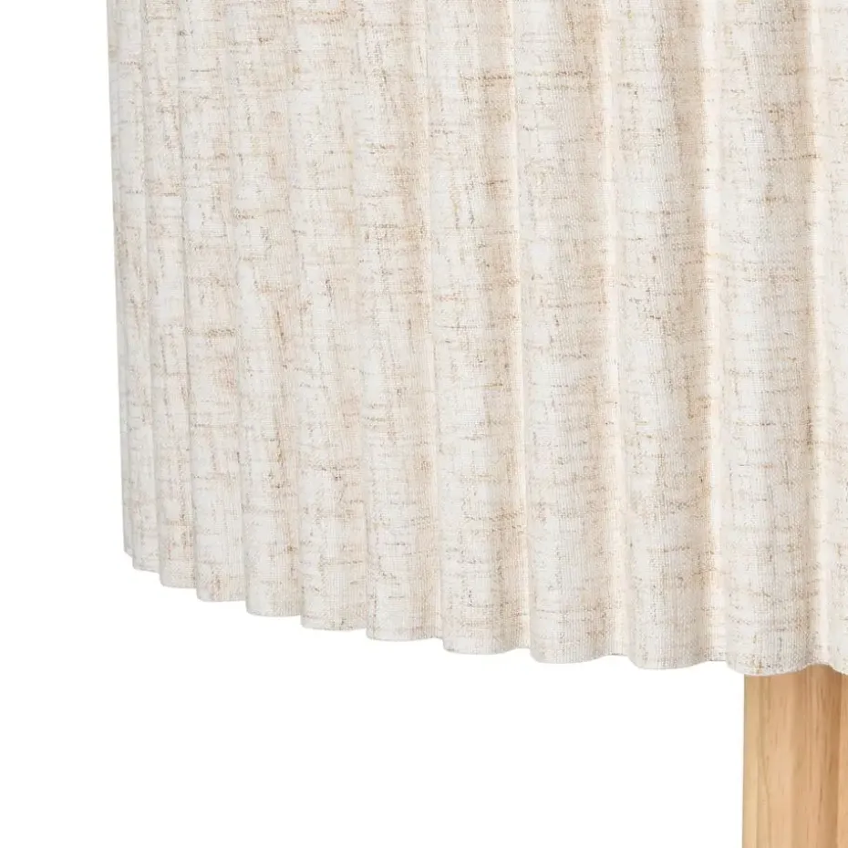 BELESSA - Staande lamp - Lichtbeige - Linnen/Rubberhout