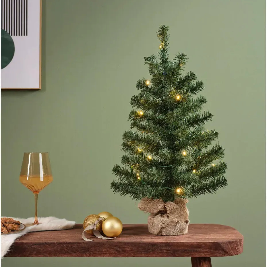 Bellatio Decorations Kunst kerstboom - H75 cm - met verlichting