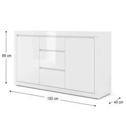 BELLO BIANCO III dressoir 150 cm wit mat / glanzend