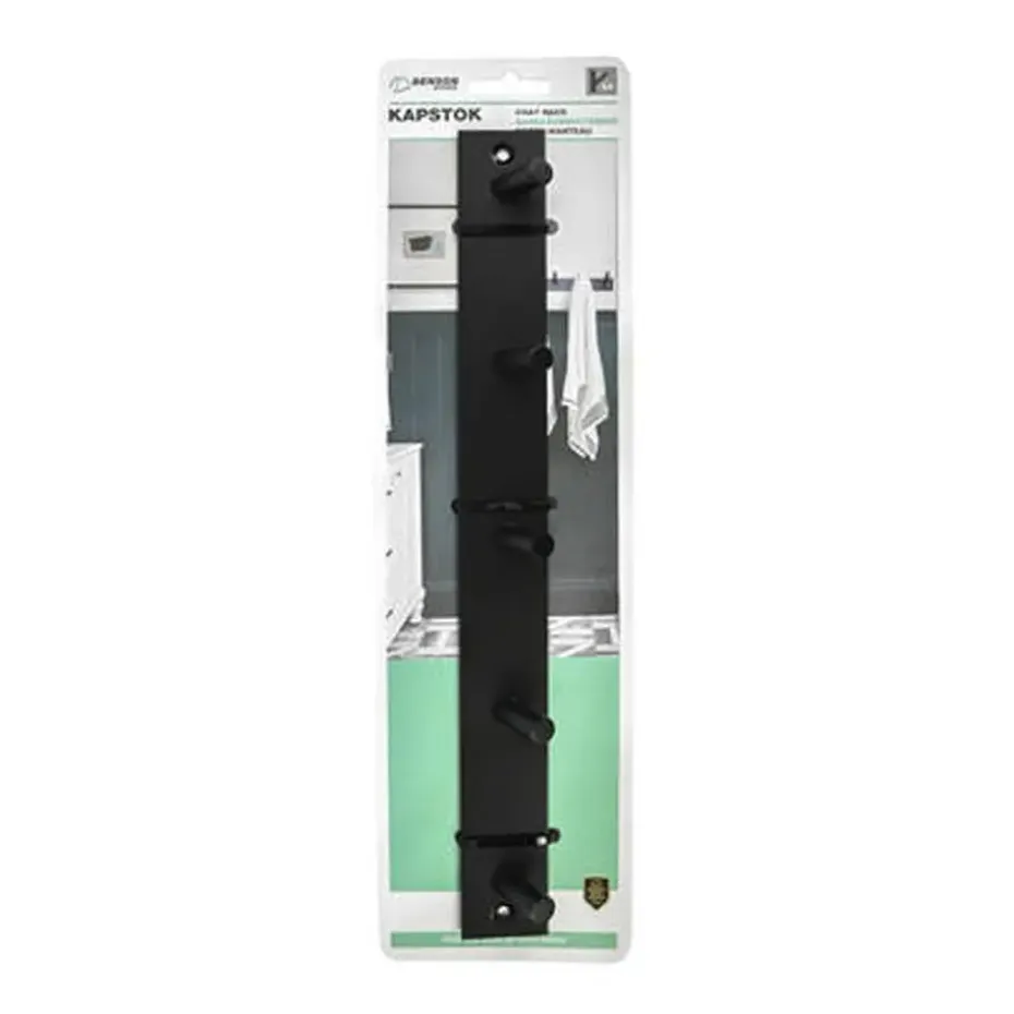 Benson Wand kapstok - 5 haken - RVS - 32 cm - ruimtebesparend