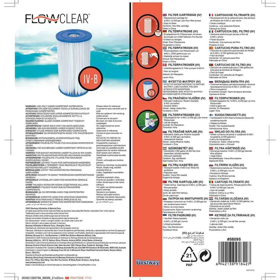 Bestway cartridgefilter type IV