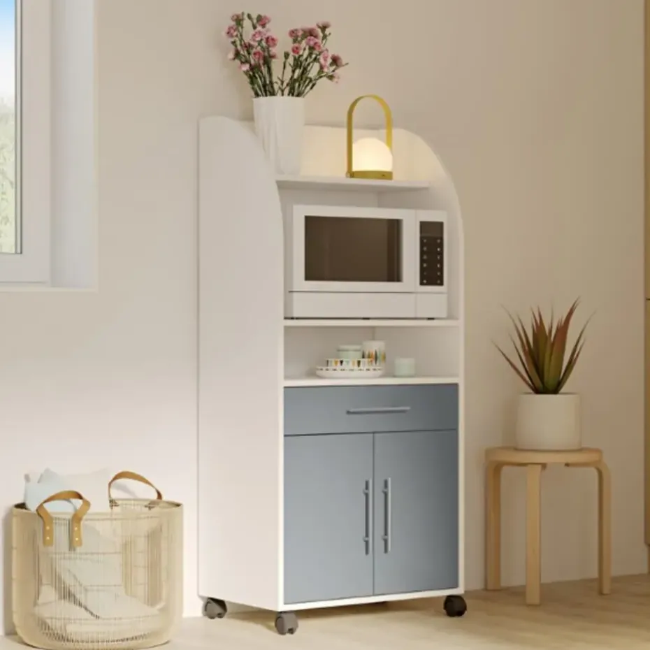 Bijzetkastje Jeanine voor microgolfoven - wit/celadon grijs