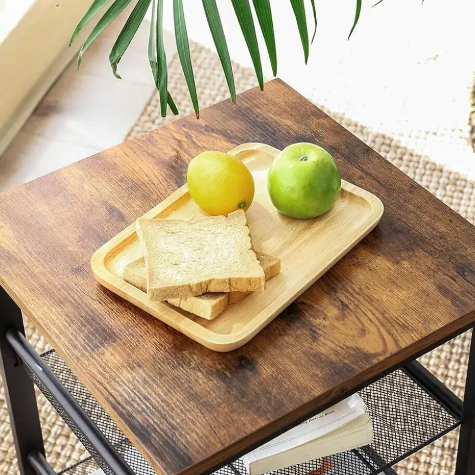 Bijzettafel - met 2 verstelbare gaasplanken - industriële look - vintage bruin