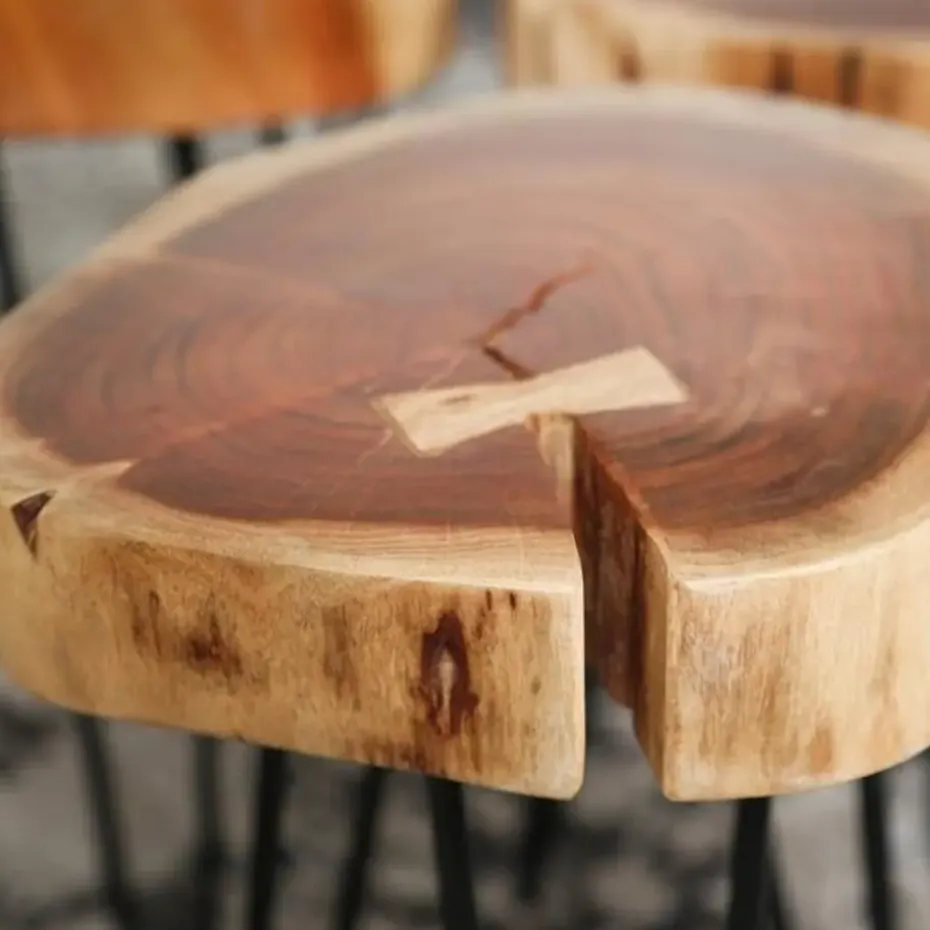 Bijzettafel Boomstam Arbor acaciahout - 32x32x45 cm - Hout - Bruin