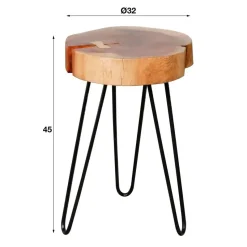 Bijzettafel Boomstam Arbor acaciahout - 32x32x45 cm - Hout - Bruin