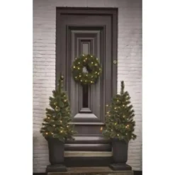 Black Box Trees Glendon Kerstkrans met LED Verlichting - Ø60cm - Groen