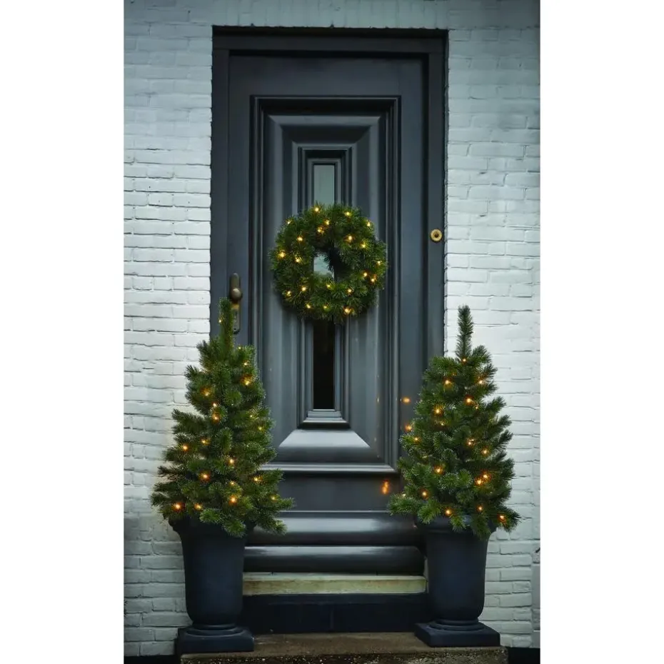 Black Box Trees Glendon Kerstkrans met LED Verlichting - Ø60cm - Groen