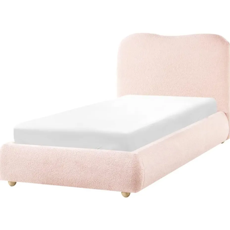 BLAGNAC - Bed met opbergruimte - Roze - 90 x 200 cm - Bouclé