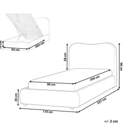 BLAGNAC - Bed met opbergruimte - Lichtbeige - 90 x 200 cm - Bouclé