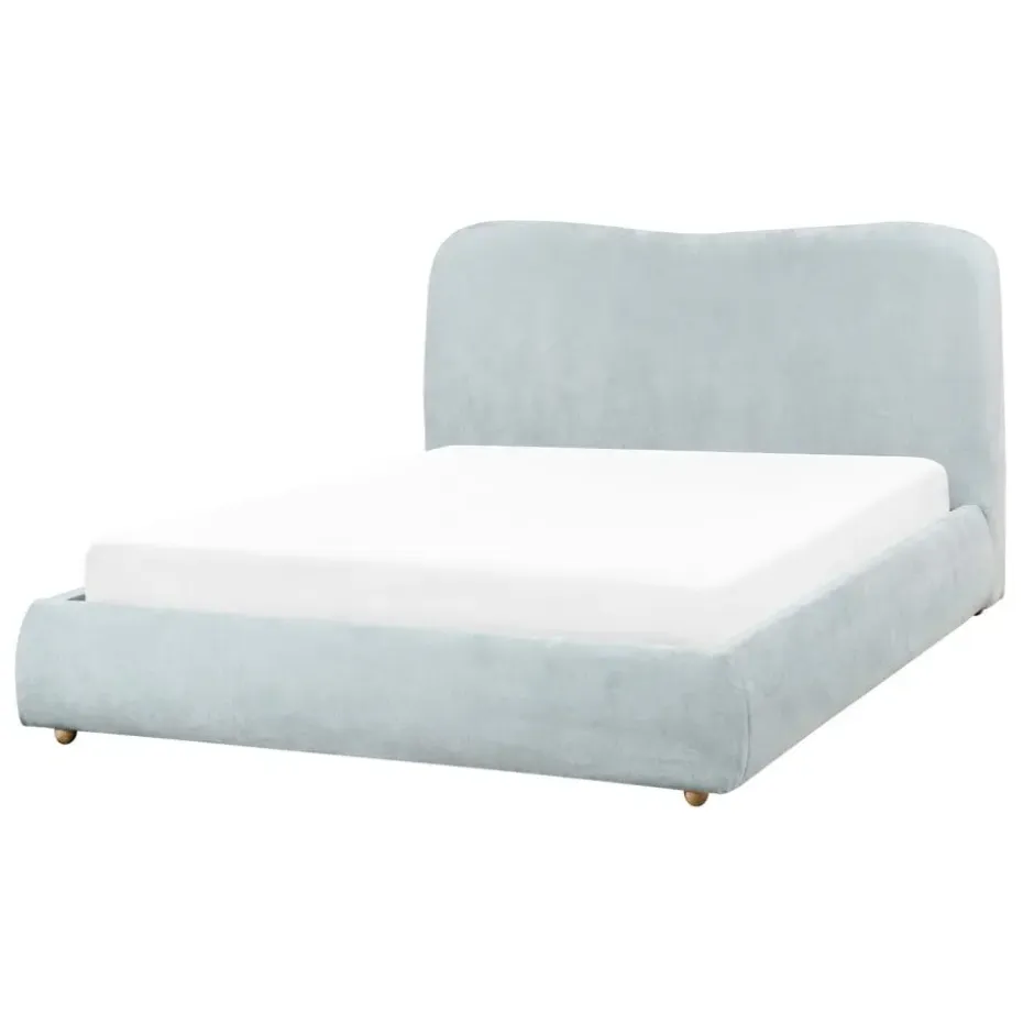 BLAGNAC - Tweepersoonsbed - Lichtblauw - 140 x 200 cm - Stof