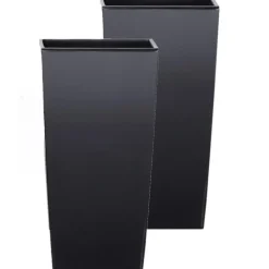Bloempot/plantenpot Urbi - antraciet - 19 x 19 x 37 cm