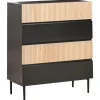 BLYTHE- Ladekast 4 lades - Zwart/Bruin - MDF