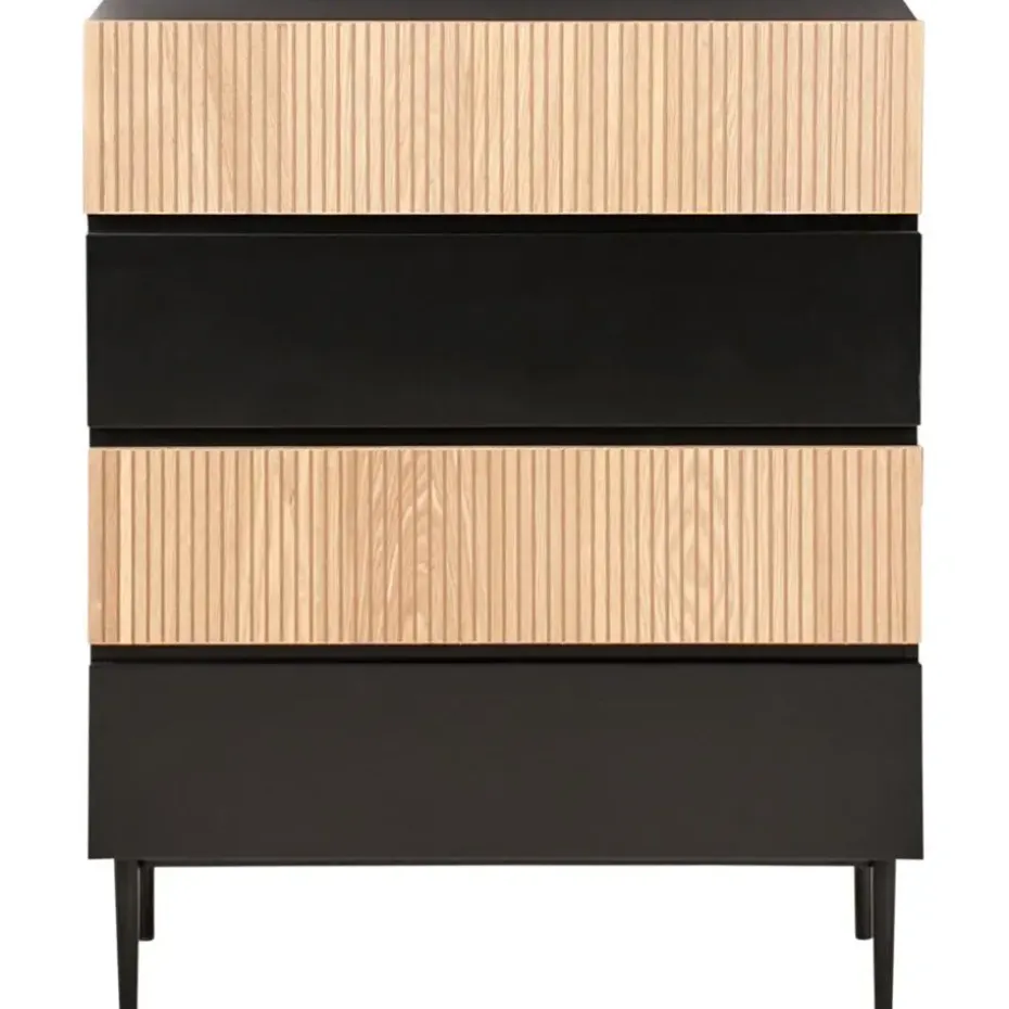 BLYTHE- Ladekast 4 lades - Zwart/Bruin - MDF
