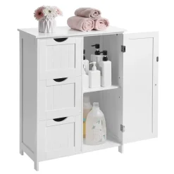 Bobbel Home - Badkamermeubel - Badkamerkast - 3 Lades - 1 Deur - Hout - Wit