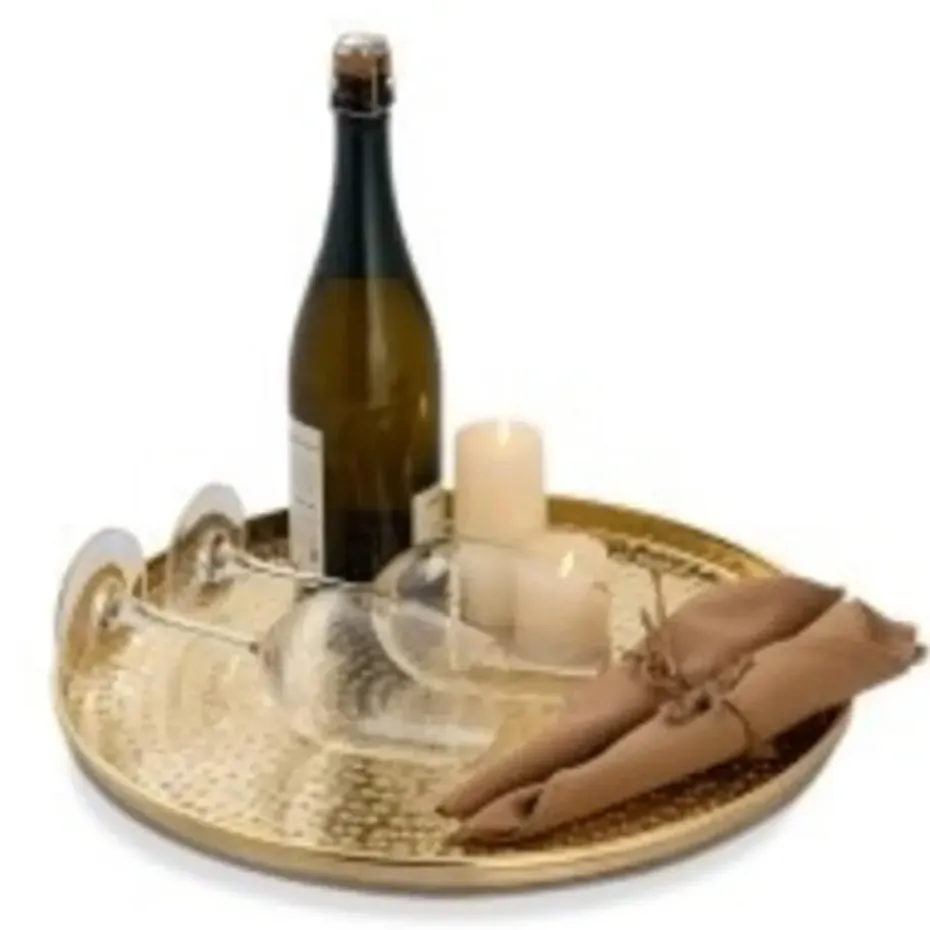 Bobbel Home - Decoratief Dienblad ø 40 cm Rond - Goud - Metaal